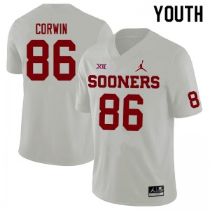 Youth OU Sooners #86 Finn Corwin White Jordan Brand NCAA Jersey 407553-186