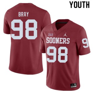 Youth Oklahoma #98 Hayden Bray Crimson Official Jersey 357326-425
