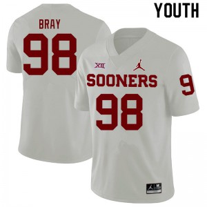 Youth Sooners #98 Hayden Bray White College Jerseys 575749-864