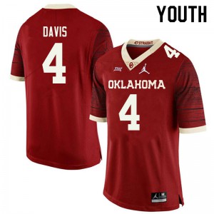 Youth OU #4 Jaden Davis Retro Red Jordan Brand Throwback NCAA Jerseys 272145-532