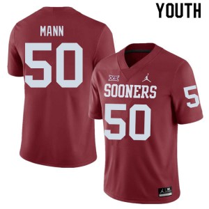 Youth Oklahoma #50 Jake Mann Crimson Official Jersey 225977-370
