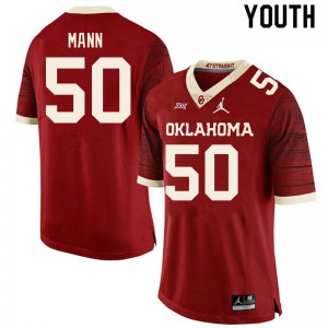 Youth Sooners #50 Jake Mann Retro Red Throwback Player Jerseys 281770-419