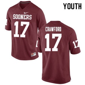 Youth Oklahoma Sooners #17 Jaquayln Crawford Crimson College Jerseys 365528-201