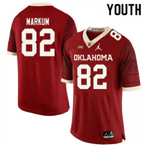 Youth OU Sooners #82 Josiah Markum Retro Red Jordan Brand Throwback College Jerseys 720519-931
