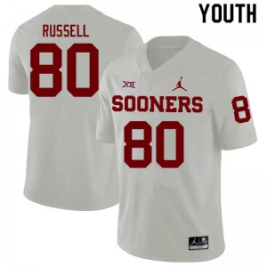 Youth Sooners #80 Kayhon Russell White Stitch Jerseys 279986-828