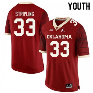 Youth Oklahoma Sooners #33 Marcus Stripling Retro Red Jordan Brand Throwback College Jerseys 229572-613
