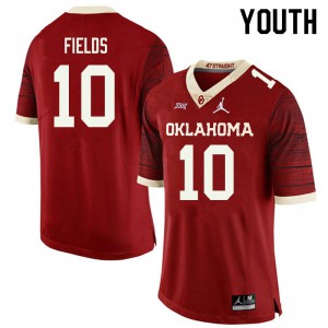 Youth OU Sooners #10 Pat Fields Retro Red Jordan Brand Throwback Embroidery Jersey 256706-256