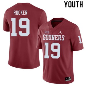 Youth OU Sooners #19 Ralph Rucker Crimson College Jersey 744835-485