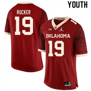 Youth Oklahoma Sooners #19 Ralph Rucker Retro Red Throwback Football Jerseys 817573-284