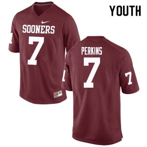 Youth OU Sooners #7 Ronnie Perkins Crimson Stitched Jersey 526574-399