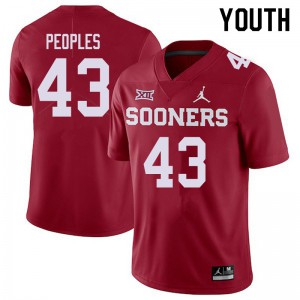 Youth Oklahoma Sooners #43 Ryan Peoples Crimson Jordan Brand Alumni Jerseys 104762-862