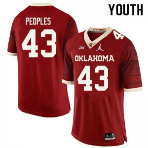 Youth Oklahoma #43 Ryan Peoples Retro Red Jordan Brand Throwback College Jerseys 126068-442