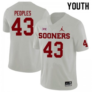 Youth Oklahoma #43 Ryan Peoples White Jordan Brand Stitched Jersey 401725-265