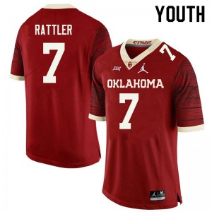 Youth Oklahoma #7 Spencer Rattler Retro Red Jordan Brand Throwback Embroidery Jersey 597656-274