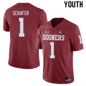 Youth Sooners #1 Tanner Schafer Crimson Player Jerseys 607119-541