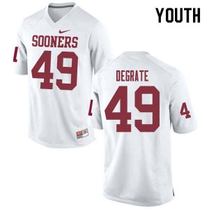 Youth Oklahoma Sooners #49 Travis DeGrate White Stitched Jerseys 779115-706