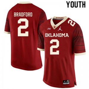 Youth OU #2 Tre Bradford Retro Red Throwback NCAA Jerseys 313654-800