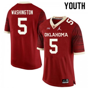 Youth Sooners #5 Woodi Washington Retro Red Jordan Brand Throwback Official Jersey 607081-839