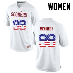 Women OU #98 Zacchaeus McKinney White USA Flag Fashion Embroidery Jersey 702943-201