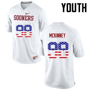 Youth Oklahoma #98 Zacchaeus McKinney White USA Flag Fashion High School Jerseys 222349-492