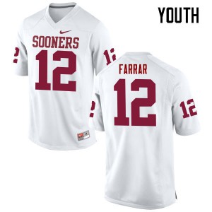 Youth OU #12 Zach Farrar White Game Official Jersey 576305-359