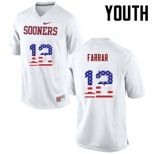 Youth Oklahoma #12 Zach Farrar White USA Flag Fashion Stitch Jerseys 660751-876
