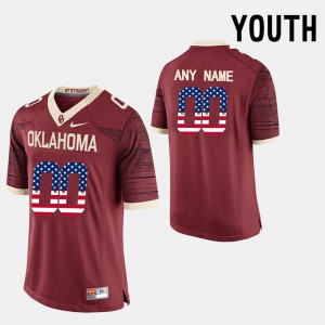 Youth OU #00 Custom Crimson USA Flag Fashion NCAA Jersey 457223-535